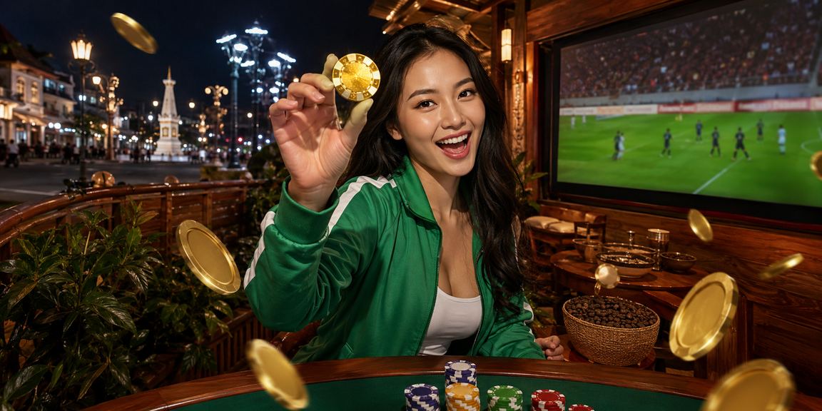 Suasana meja baccarat di kafe elegan dengan pencahayaan hangat mencerminkan event live casino eksklusif